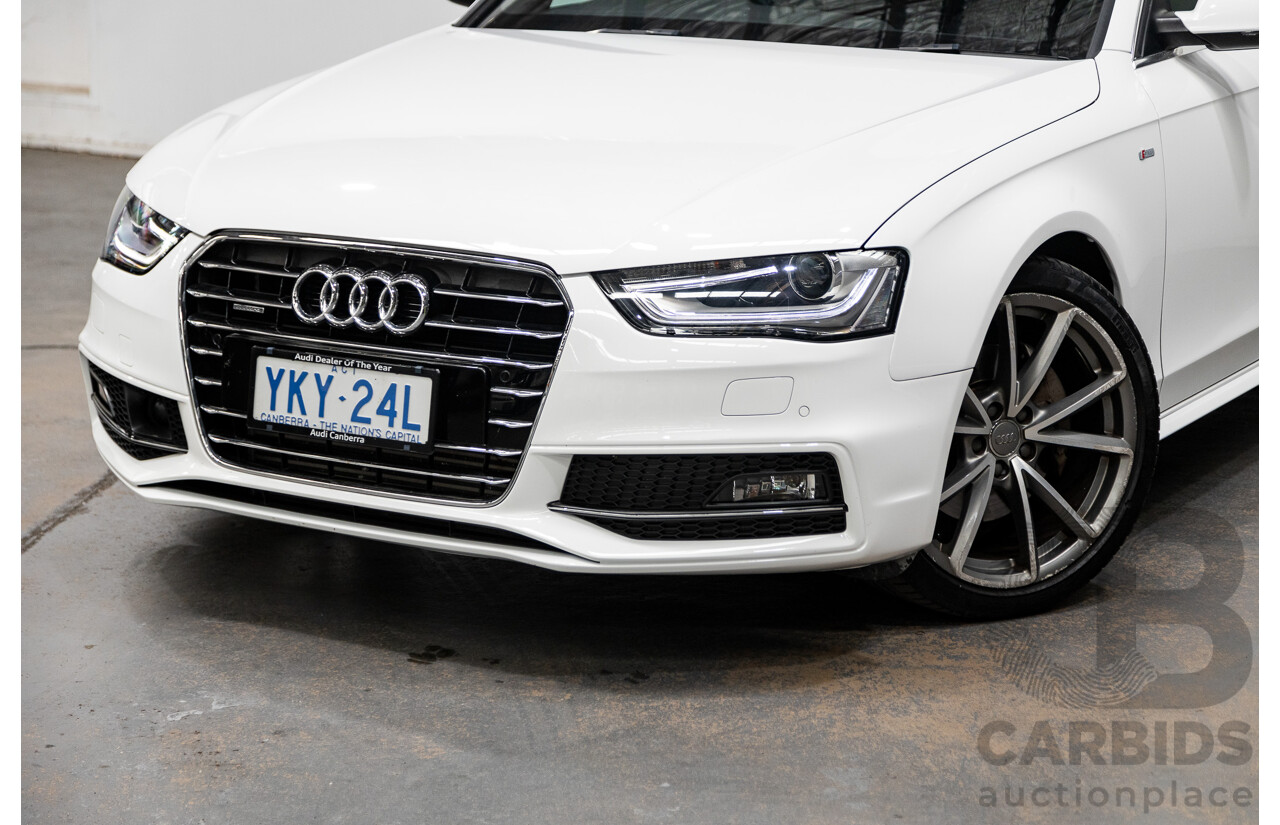 12/2015 Audi A4 2.0 TFSI S-Line Quattro (AWD) B8 (8K) 4d Sedan Ibis White 2.0L Turbo