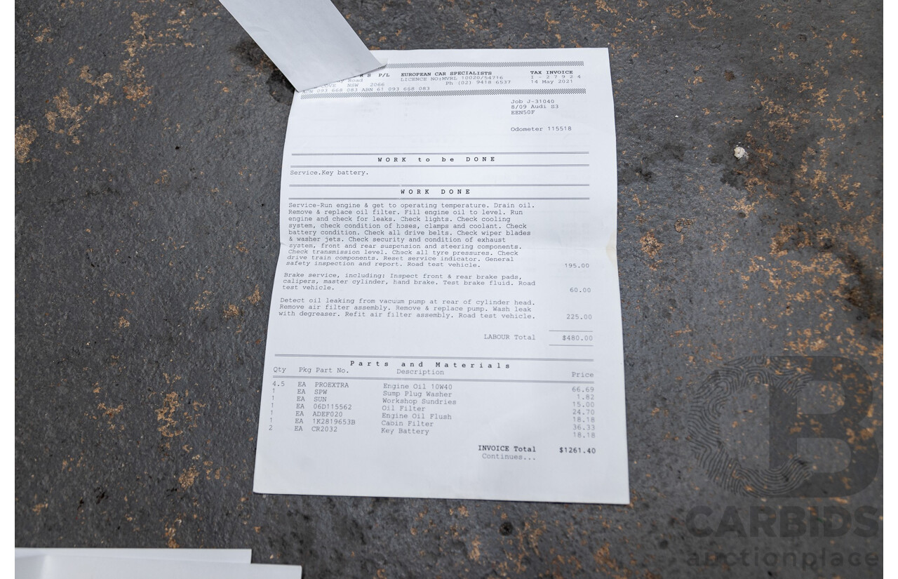 11/2009 Audi S3 Quattro (AWD) 8P 3d Hatchback Phantom Black Turbo 2.0L