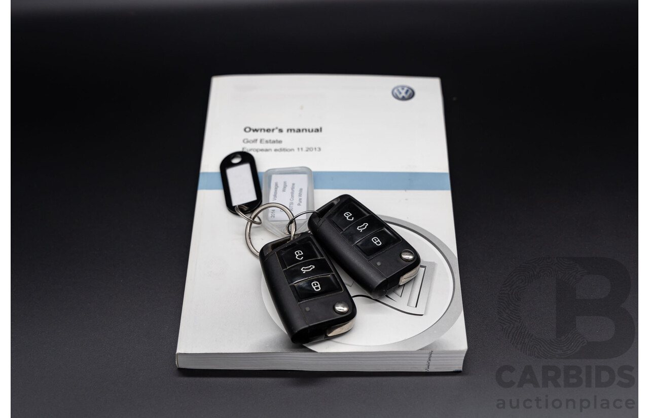 7/2014 Volkswagen Golf 90 TSI Comfortline AU MY14 4d Wagon Pure White Turbo 1.4L