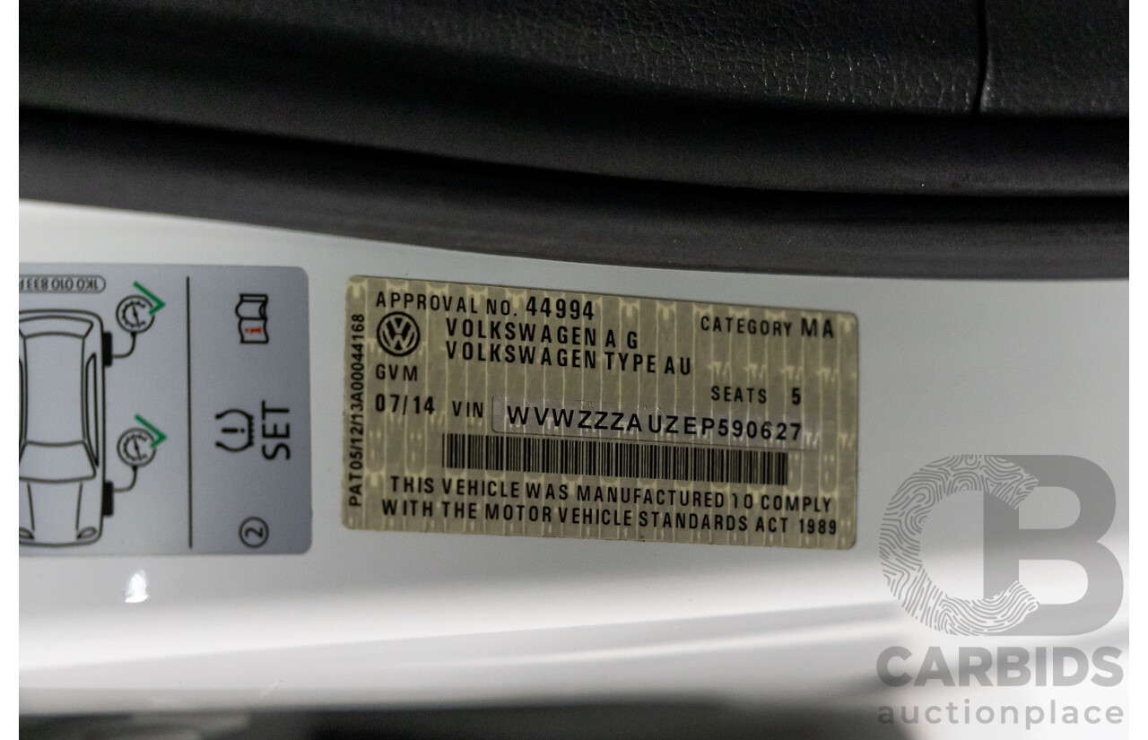 7/2014 Volkswagen Golf 90 TSI Comfortline AU MY14 4d Wagon Pure White Turbo 1.4L
