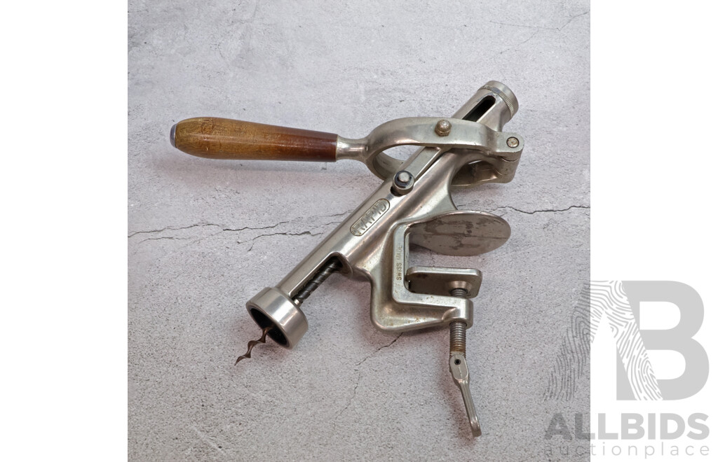 Vintage Swiss Made Rapid Brand Table Mounted Wine Bottle Opener