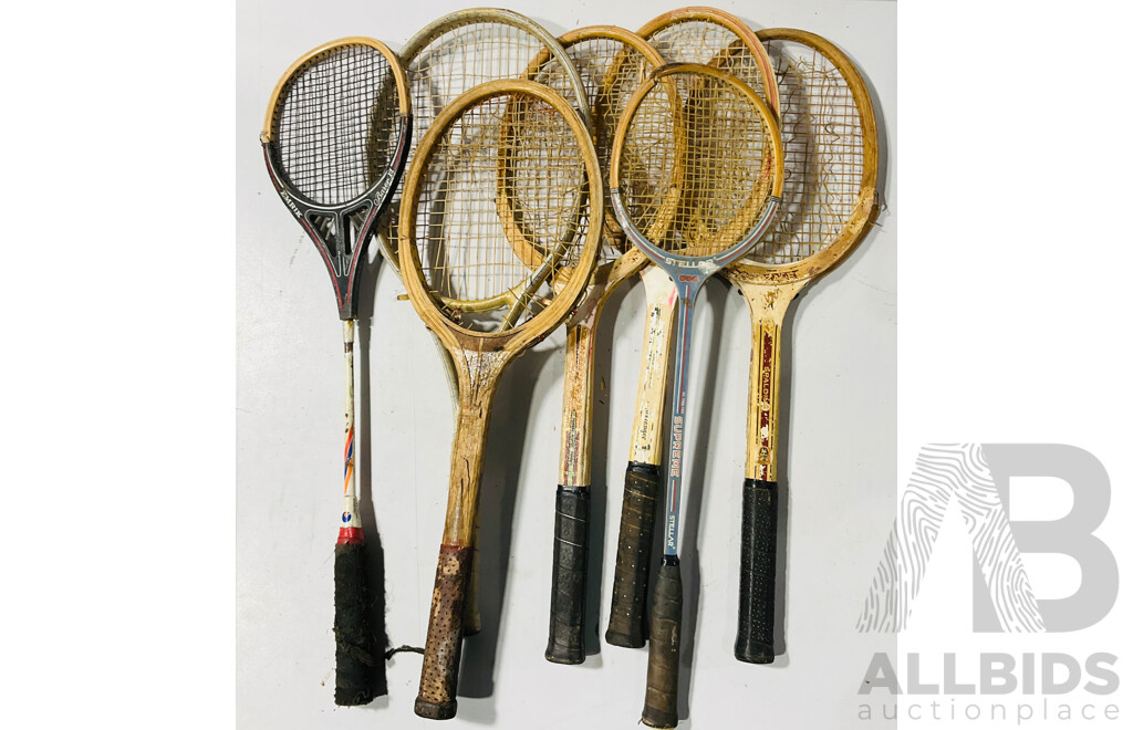 Collection of Vintage Tennis Rackets From Several Brands