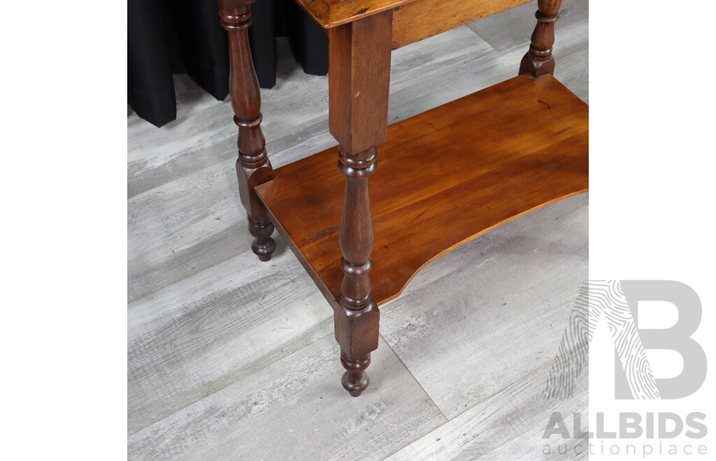 Antique Wash Stand with Staffordshire Ironstone Ceramic Basin and Jug