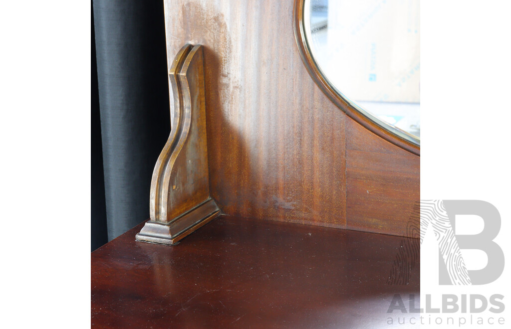 Antique Mirror Back Sideboard with Beveled Glass and Cabriole Legs