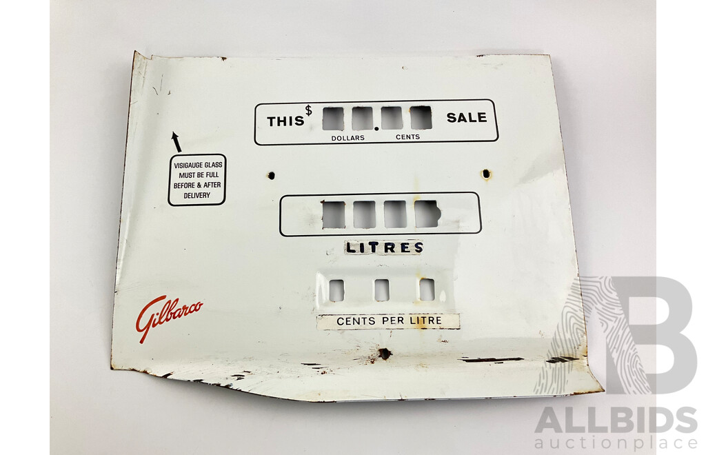 Two 1950's Gilbarco Enamelled Salesmaker Petrol Bowser Faces