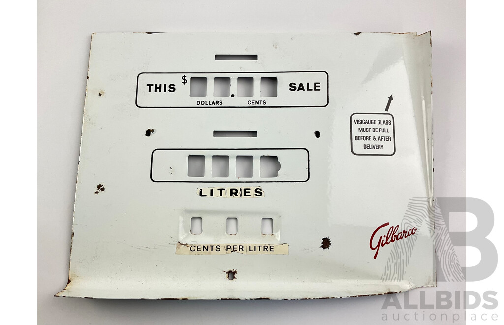 Two 1950's Gilbarco Enamelled Salesmaker Petrol Bowser Faces