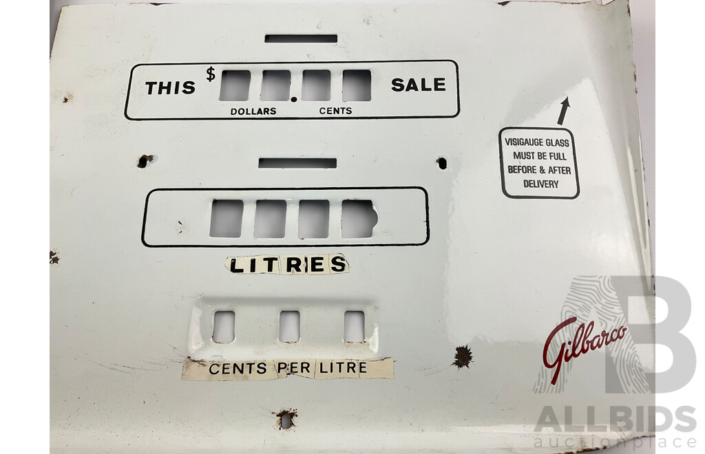 Two 1950's Gilbarco Enamelled Salesmaker Petrol Bowser Faces