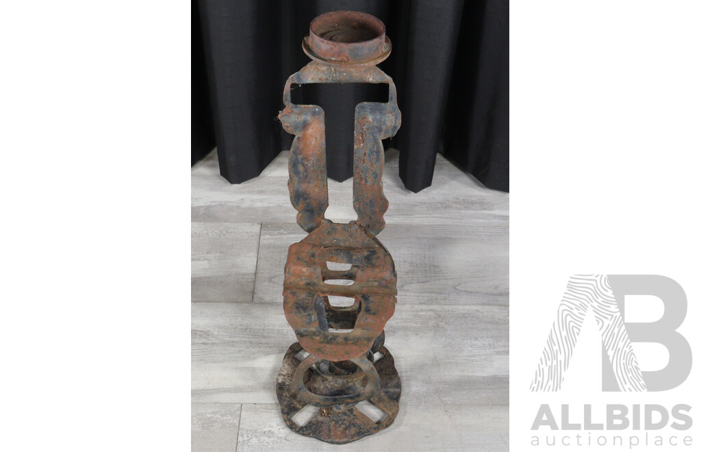 Mid Century Brutalist Metal Pot Plant Stand