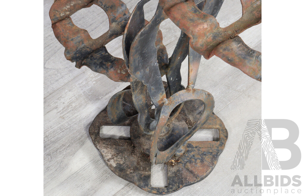 Mid Century Brutalist Metal Pot Plant Stand