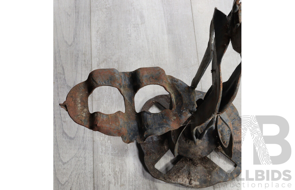 Mid Century Brutalist Metal Pot Plant Stand