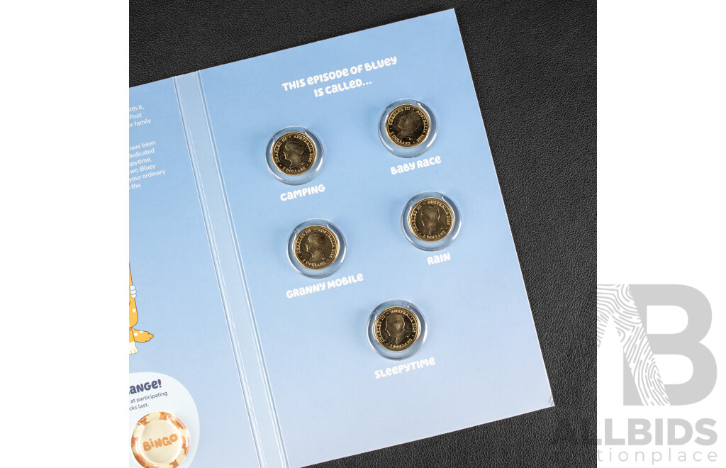 Australian RAM 2026 Five Two Dollar Coin Set, Bluey Sleepy Time, Camping, Granny Mobile, Baby Race, Rain