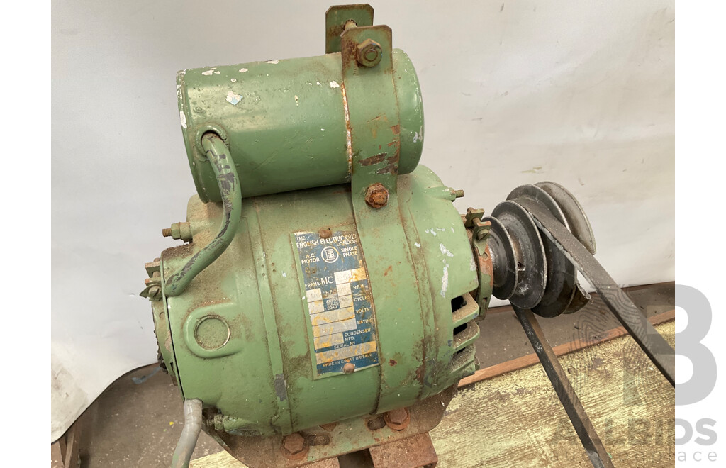 Antique Patrick Steel Lathe on Steel Bench with Various Cutting Tools, Chucks, Drill Bits and Micrometer
