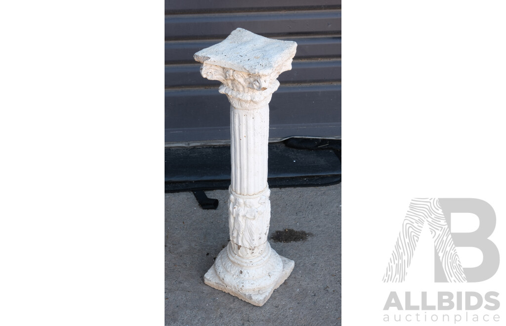 Vintage Concrete Greek Style Plant Stand