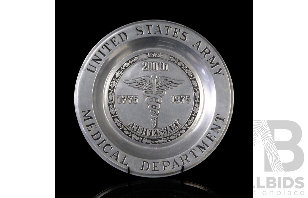 1975 United States Army Medical Department 200th Anniversary Commemorative Pewter Plate