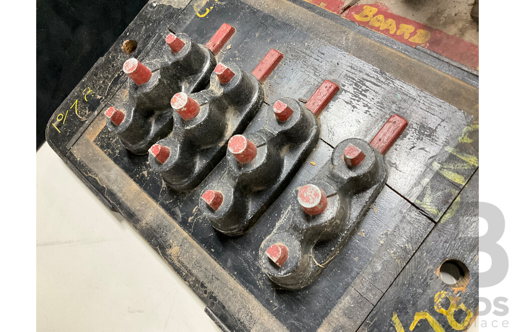 Vintage Timber and Aluminium Casting  Molds Including PMG Stay Rods and Construction Bucket Teeth