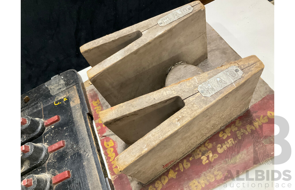 Vintage Timber and Aluminium Casting  Molds Including PMG Stay Rods and Construction Bucket Teeth