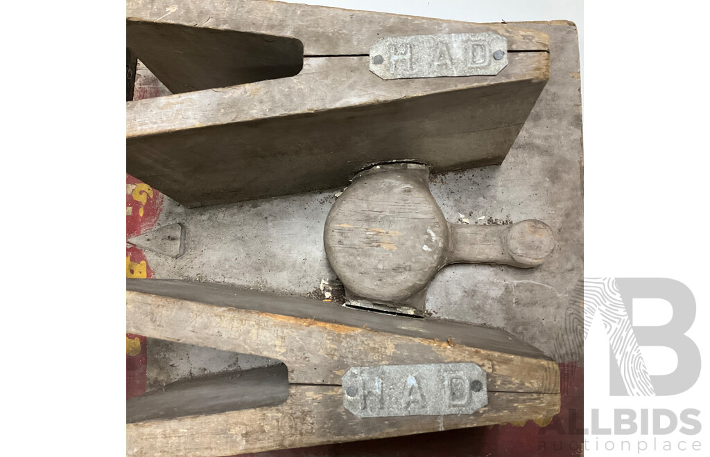 Vintage Timber and Aluminium Casting  Molds Including PMG Stay Rods and Construction Bucket Teeth