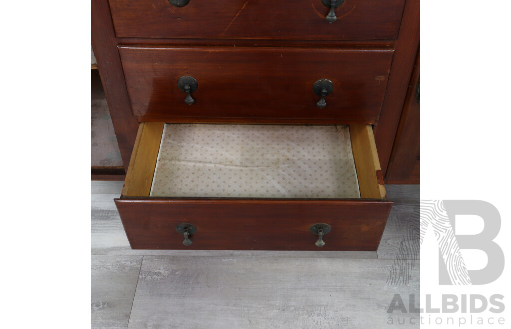 Vintage Three Drawer Sideboard with Beveled Edged Mirror and Cabriole Legs
