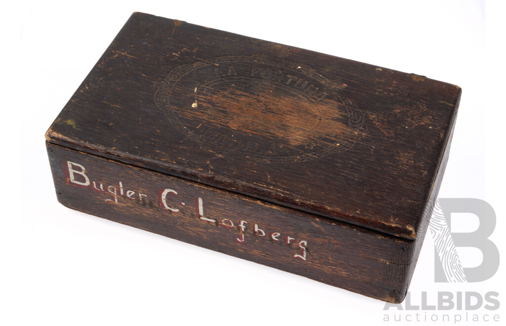 World War Two Bugle/Cigar Box Belonging to C. Lofberg