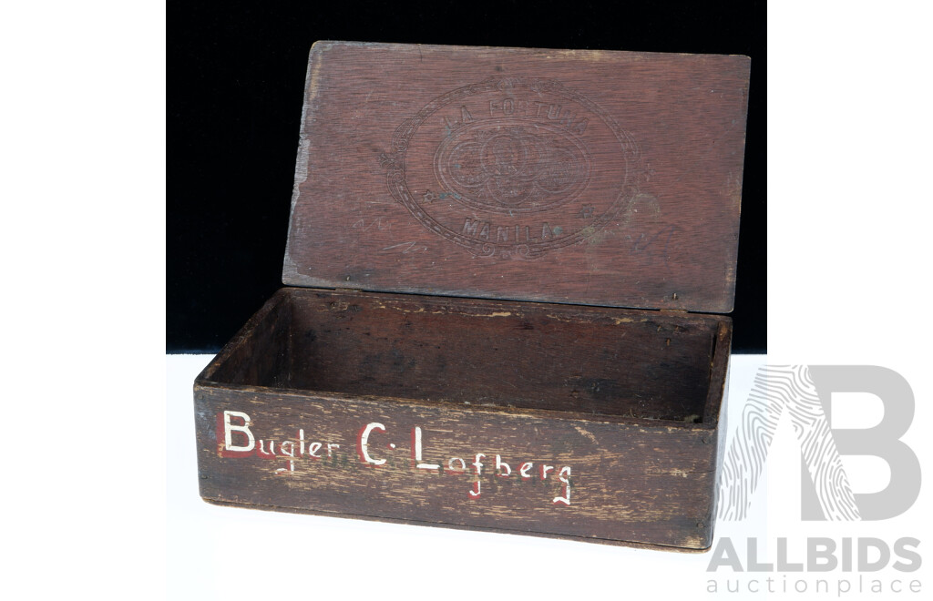 World War Two Bugle/Cigar Box Belonging to C. Lofberg