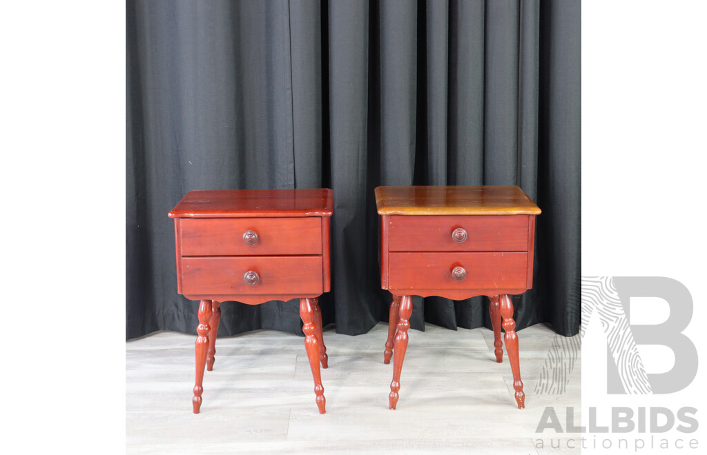 Pair of Modern Timber Elevated Bedsides
