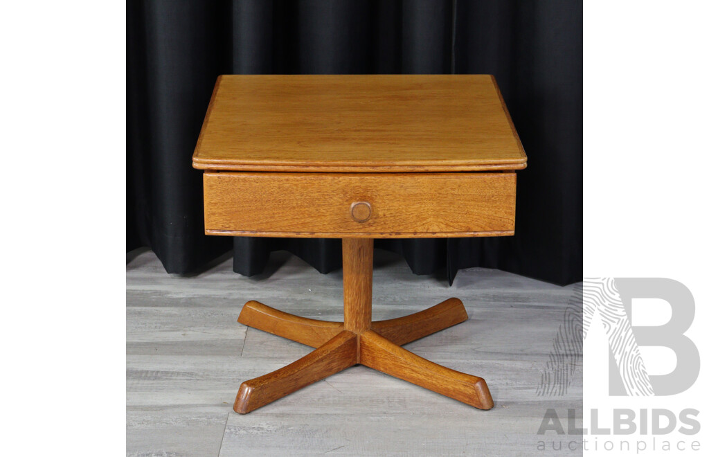 Timber Pedestal Side Table with Single Drawer