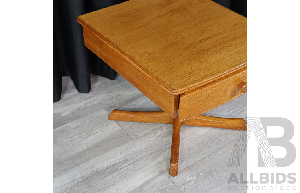Timber Pedestal Side Table with Single Drawer