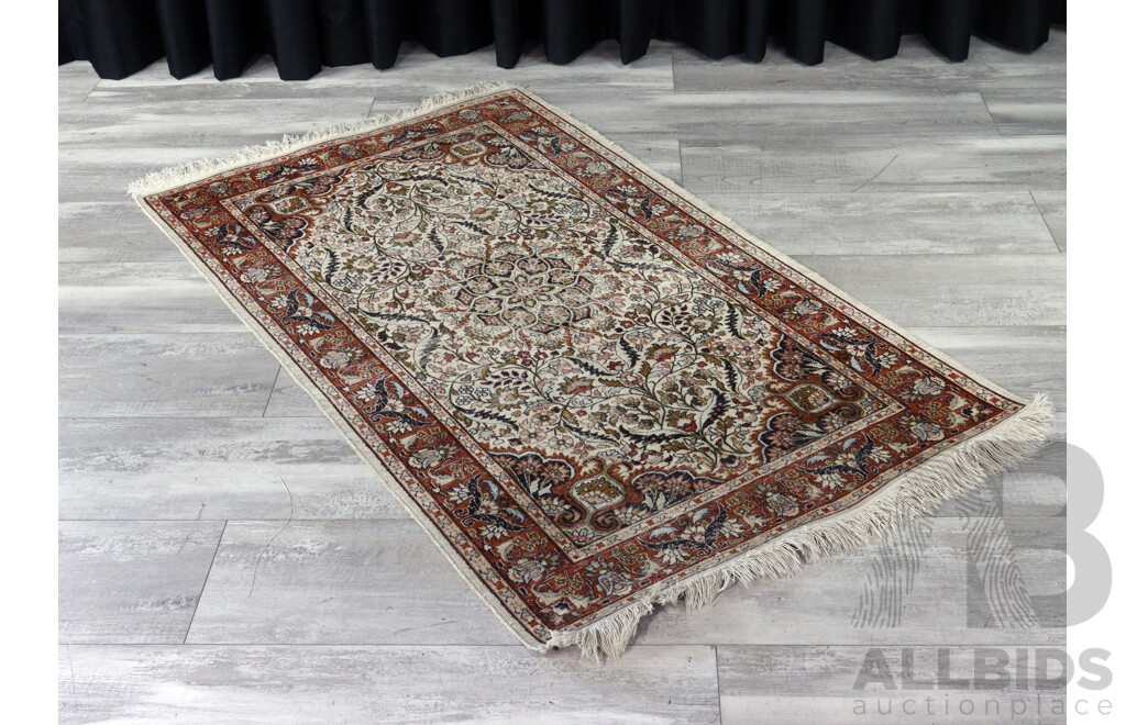 VIntage Hand Knotted Persian City Silk Rug
