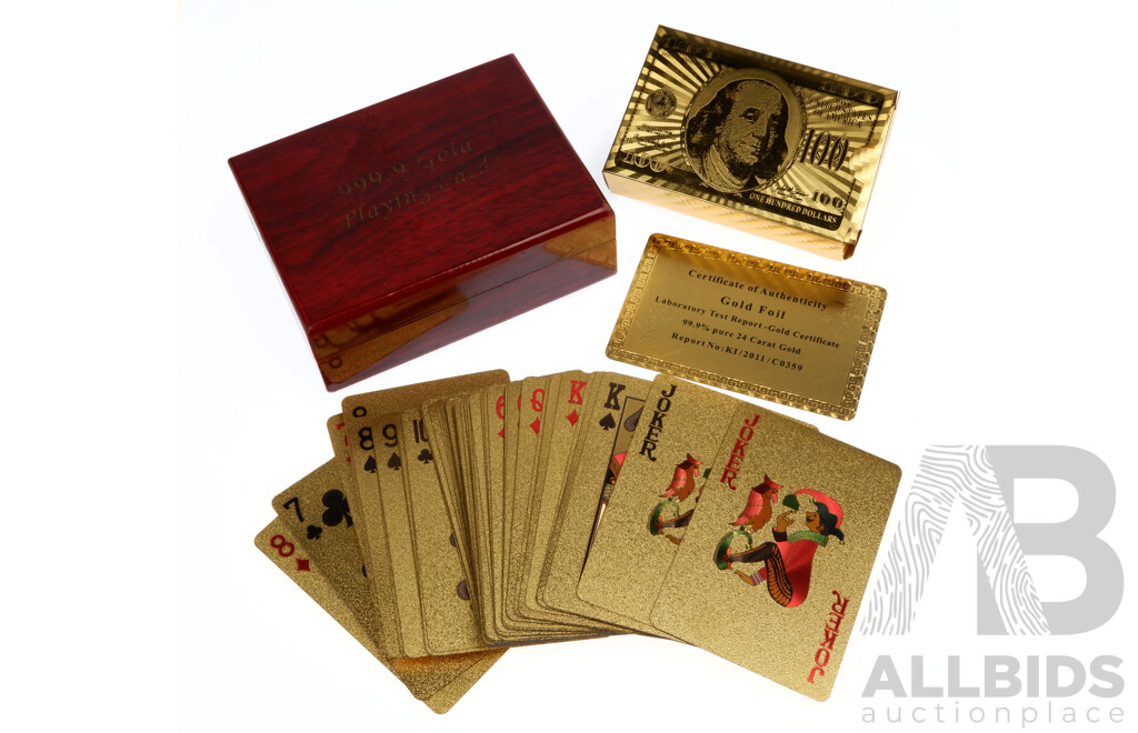 Pack 53 Playing Cards Covered in 24CT Gold Foil with Certificate in Presentation Box