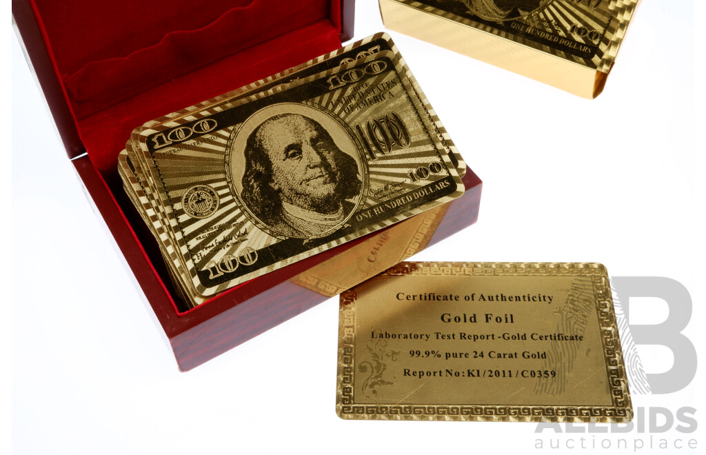 Pack 53 Playing Cards Covered in 24CT Gold Foil with Certificate in Presentation Box