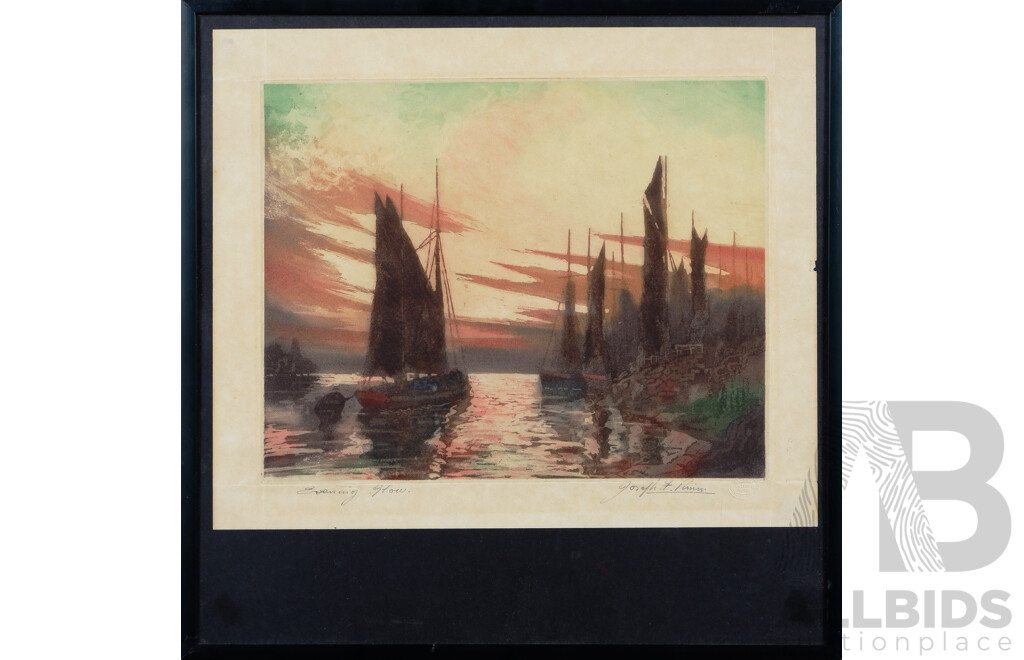 Joseph Frank Pimm RBSA, (20th Century, British, 1900-1979), Evening Glow, Aquatint Etching, Pencil Signed Artist's Proof, 33 x 33 cm (frame)