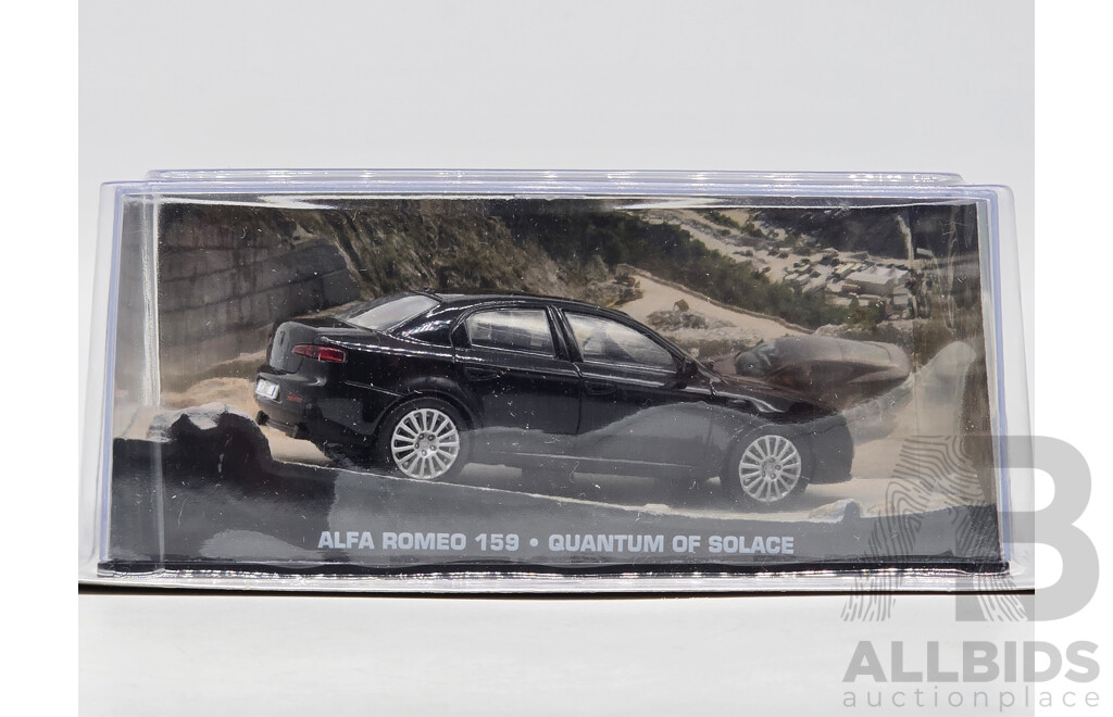 GE Fabbri Ltd 2008 Alfa Romeo 159 3.2 V6 Sedan Black - James Bond 007 Quantam of Solace 1:43 Scale Model Car - Sealed in Blister