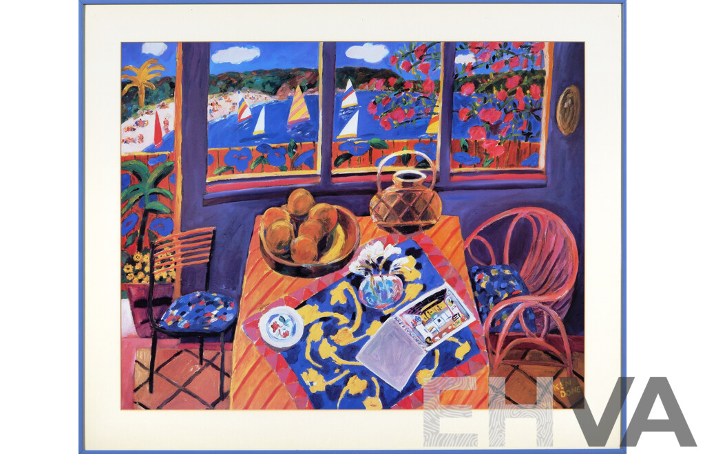 Ken Done, (20th Century, Australian, 1940-), Downstairs at the Cabin (1984), Quality Reproduction Print of Original Oil on Canvas, 71 x 86 cm (frame)