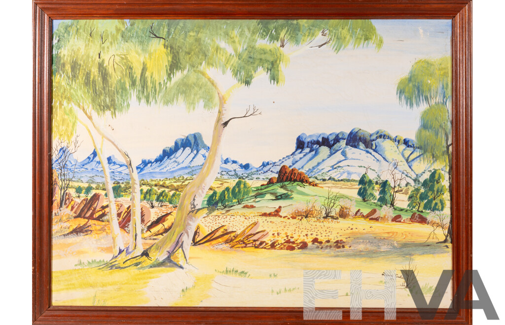 David Cooke (20th Century, Working c1970s), Landscape - Blue Mountains & Gum Trees, Vintage Watercolour, 61 x 81 cm (frame)