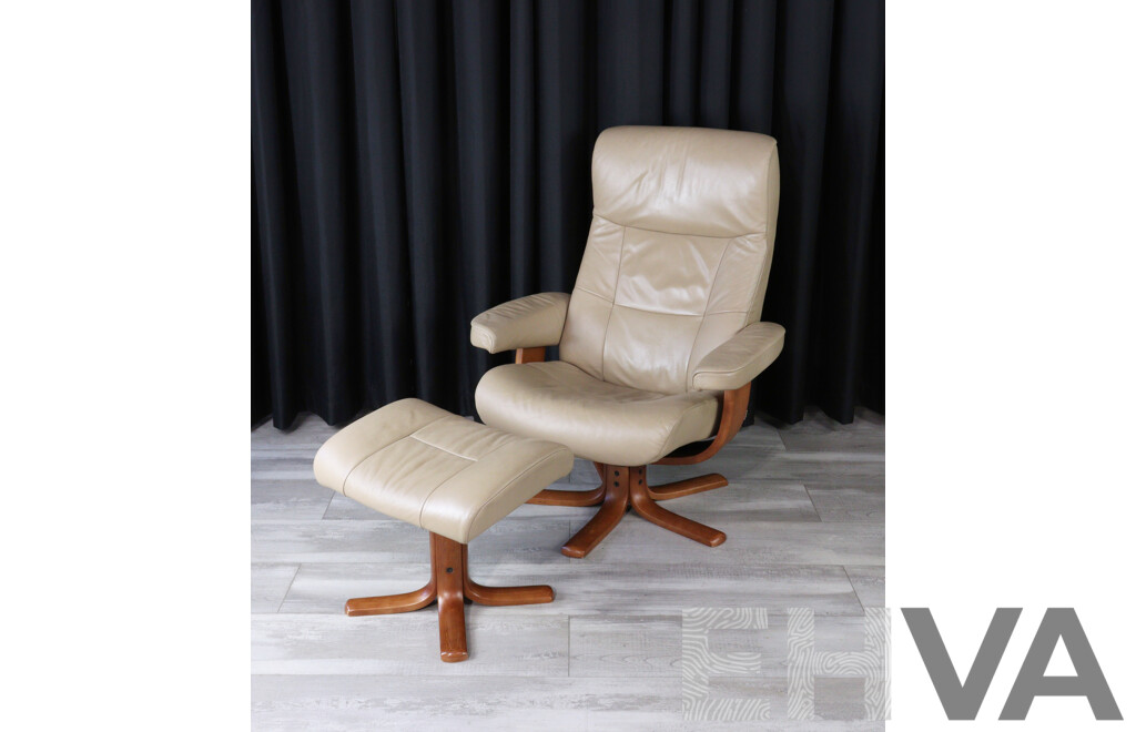 Leather Recliner and Footstool by IMG Norway