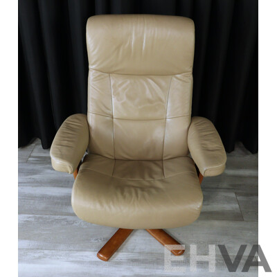 Leather Recliner and Footstool by IMG Norway