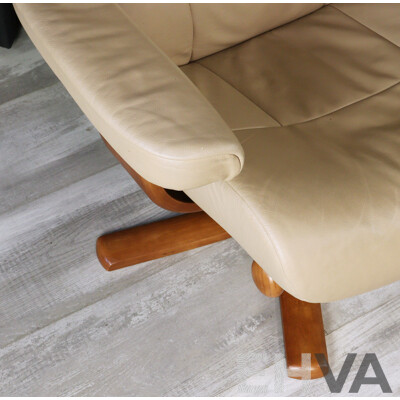 Leather Recliner and Footstool by IMG Norway