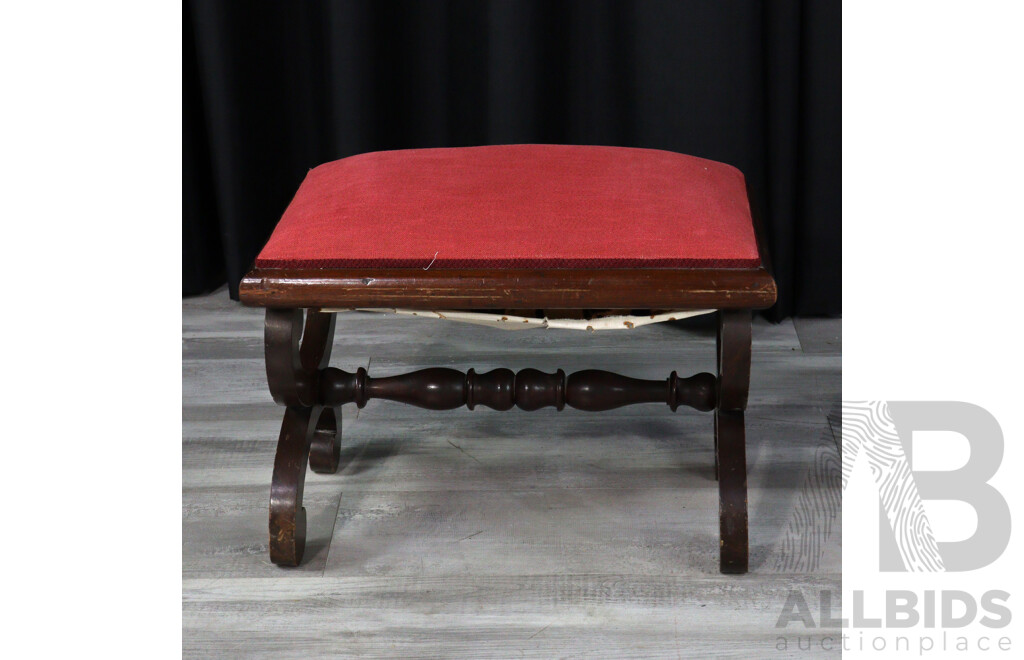 Vintage Oak Cross Sword Bench Stool