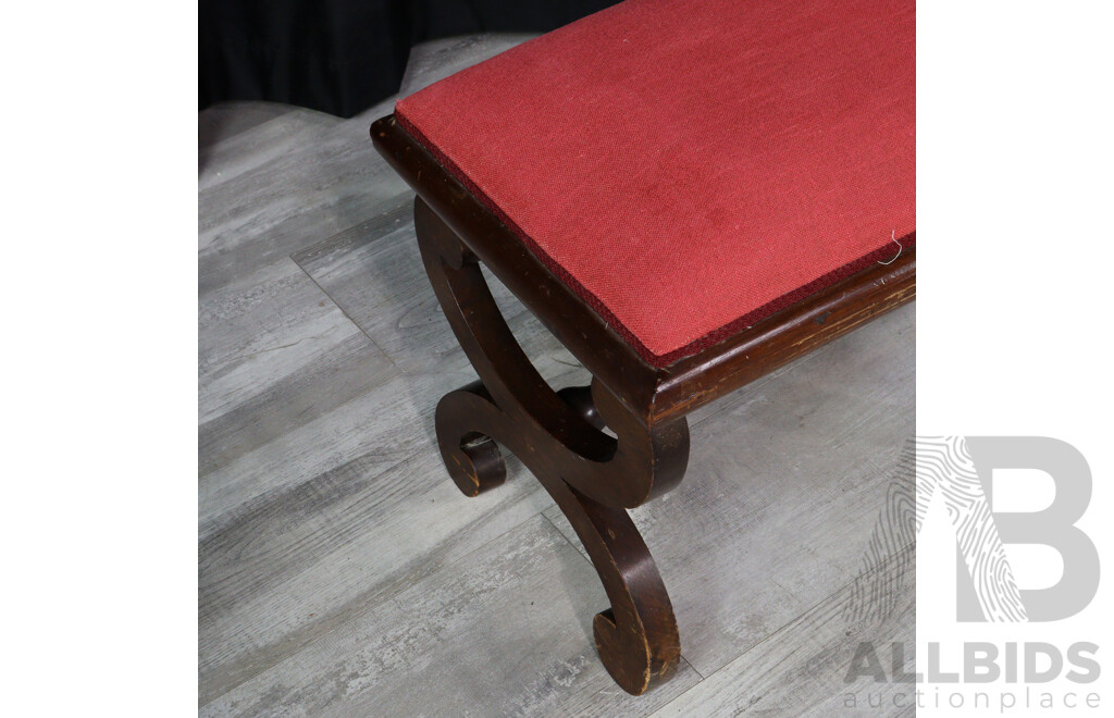 Vintage Oak Cross Sword Bench Stool