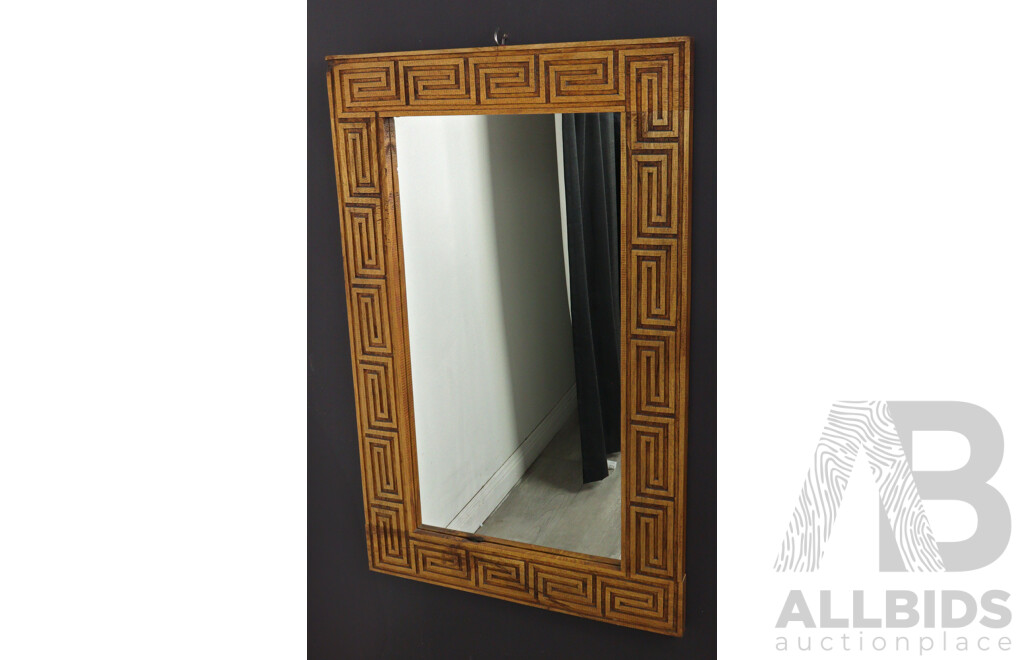 Timber Framed Mirror with Geometric Design