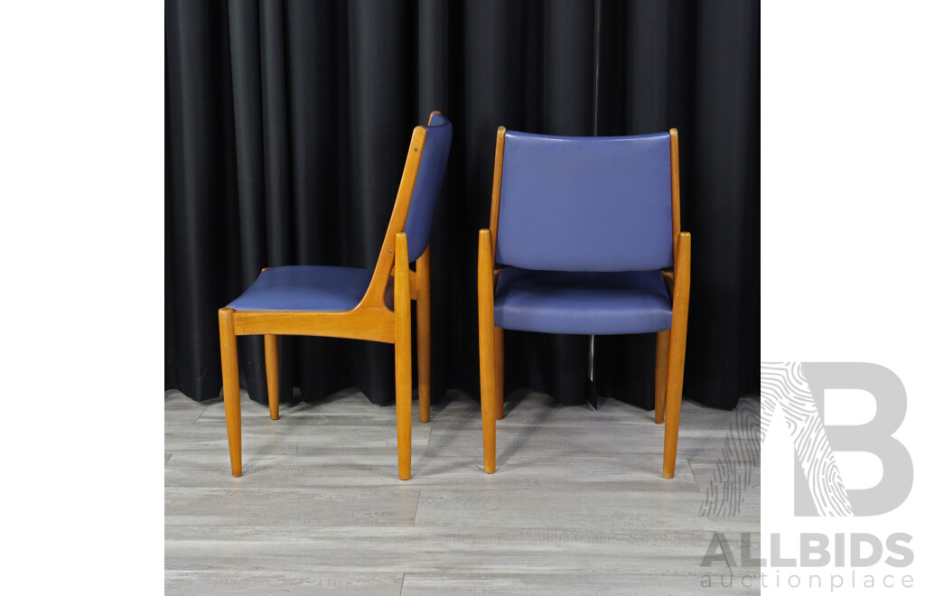 Good Set of Four Teak Framed Upholstered Dining Chairs