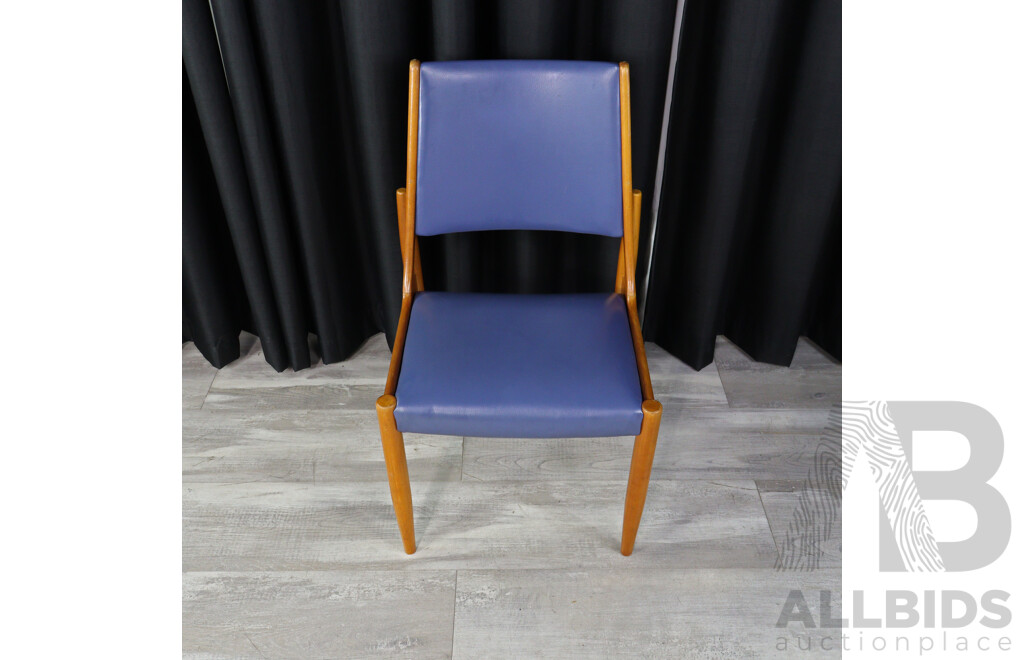 Good Set of Four Teak Framed Upholstered Dining Chairs