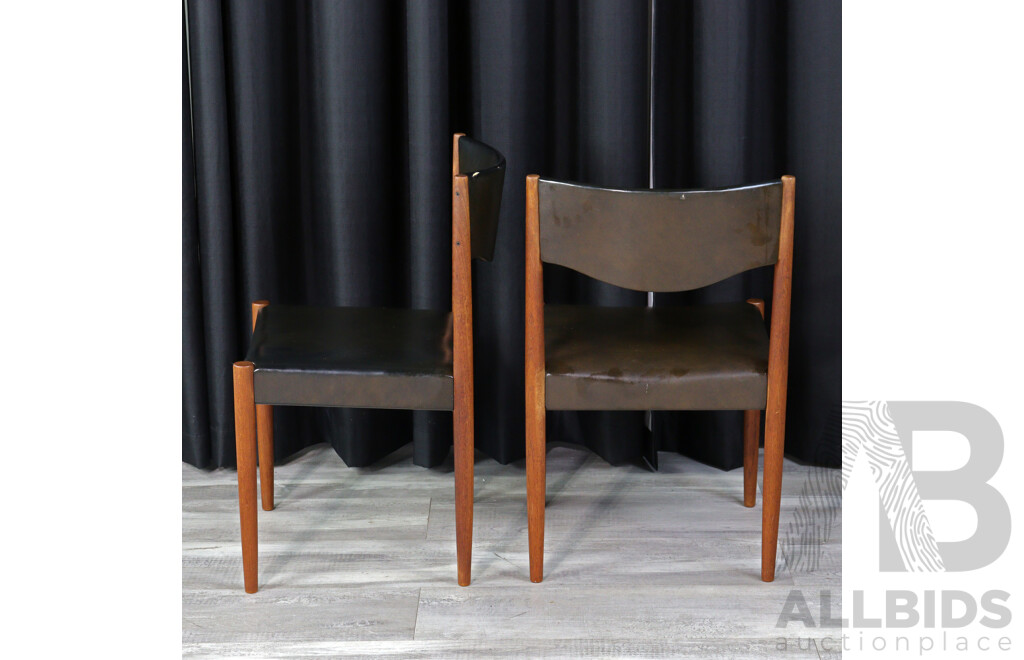 Set of Four Teak Framed Upholstered Dining Chairs