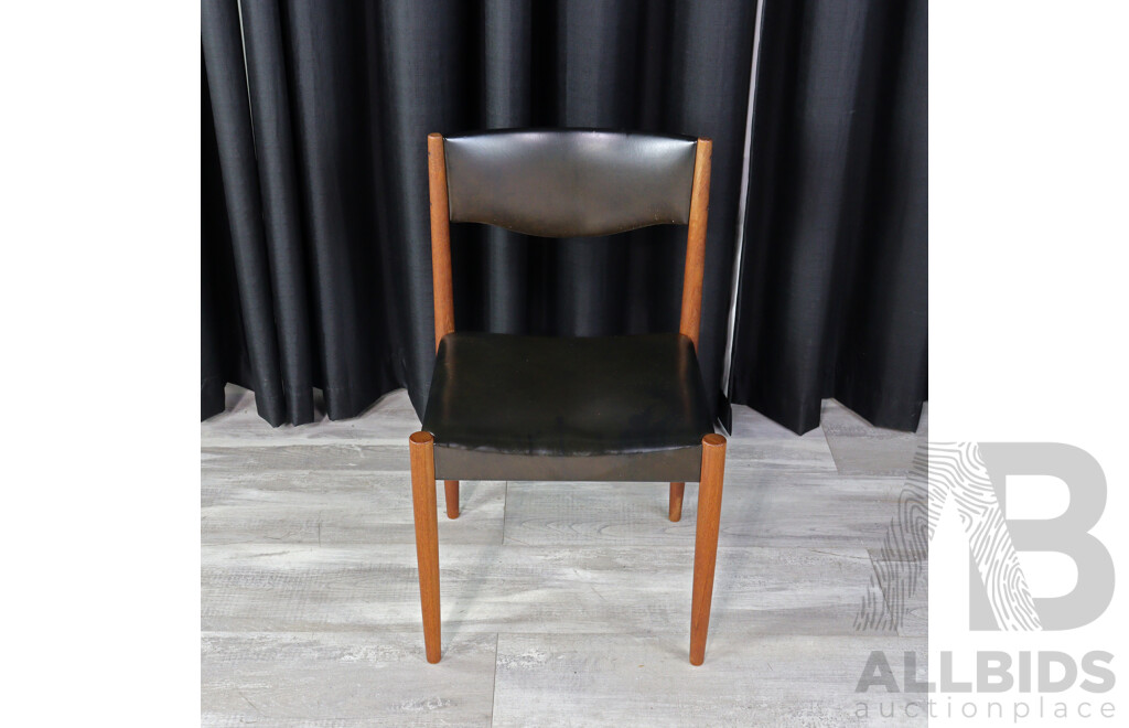 Set of Four Teak Framed Upholstered Dining Chairs