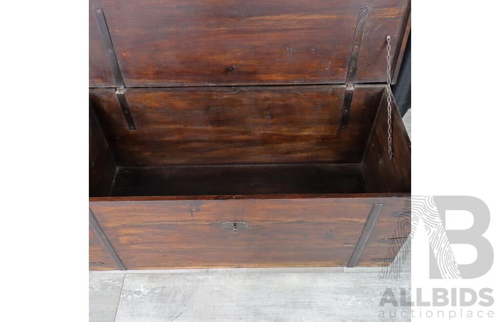 Chinese Hardwood Metal Bound Trunk