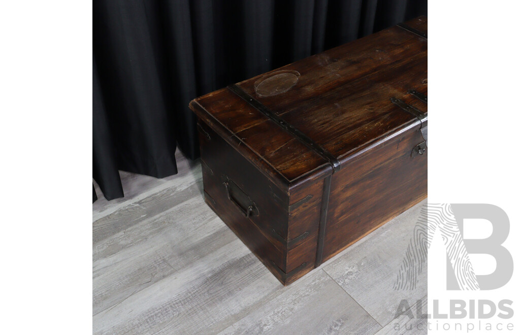 Chinese Hardwood Metal Bound Trunk