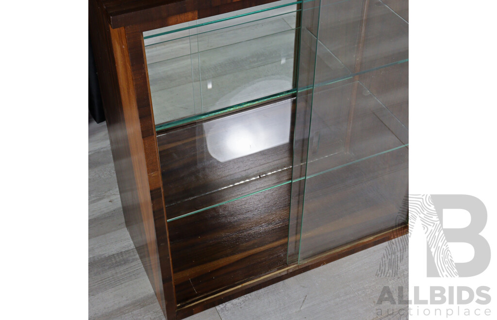 Walnut Veneer Art Deco Glass Front Bookcase