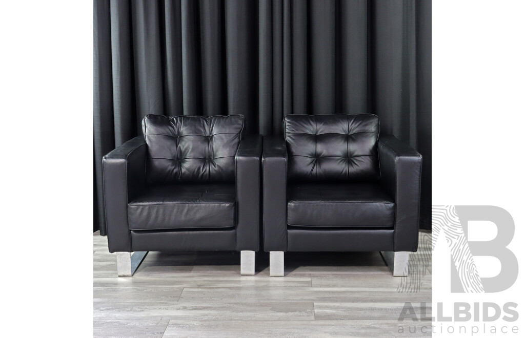Pair of Modern Leather A-Line Lounge Chairs