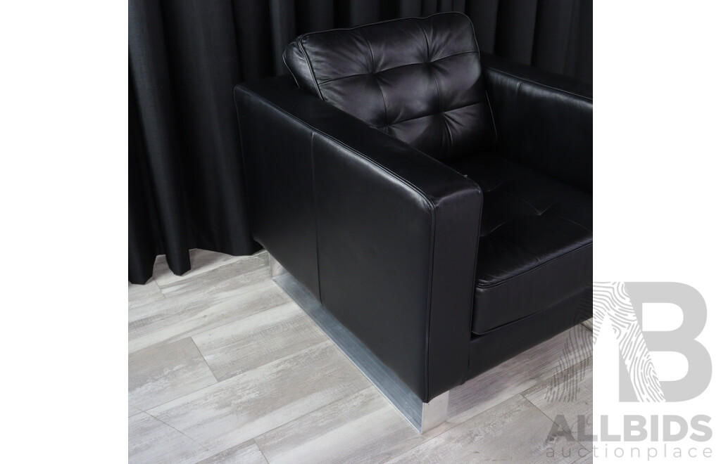 Pair of Modern Leather A-Line Lounge Chairs