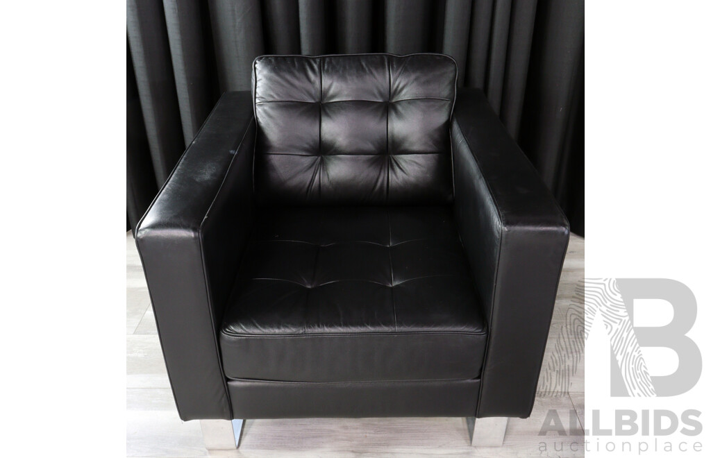 Pair of Modern Leather A-Line Lounge Chairs